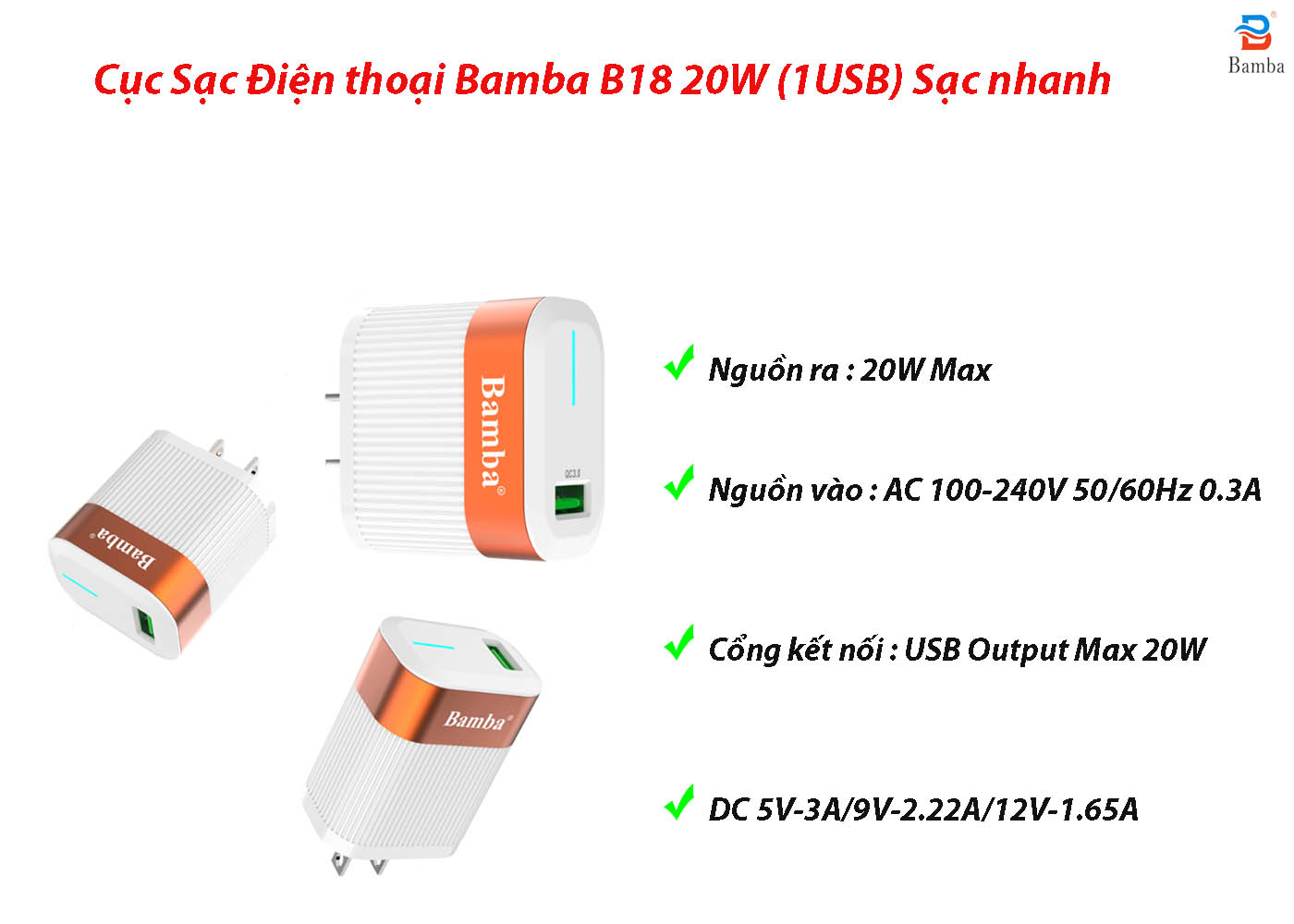 cục sạc điện thoại b18