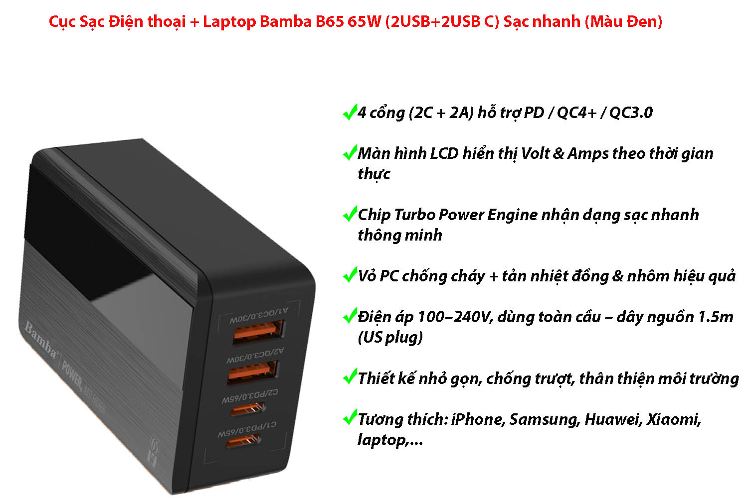 cục sạc điện thoại b65