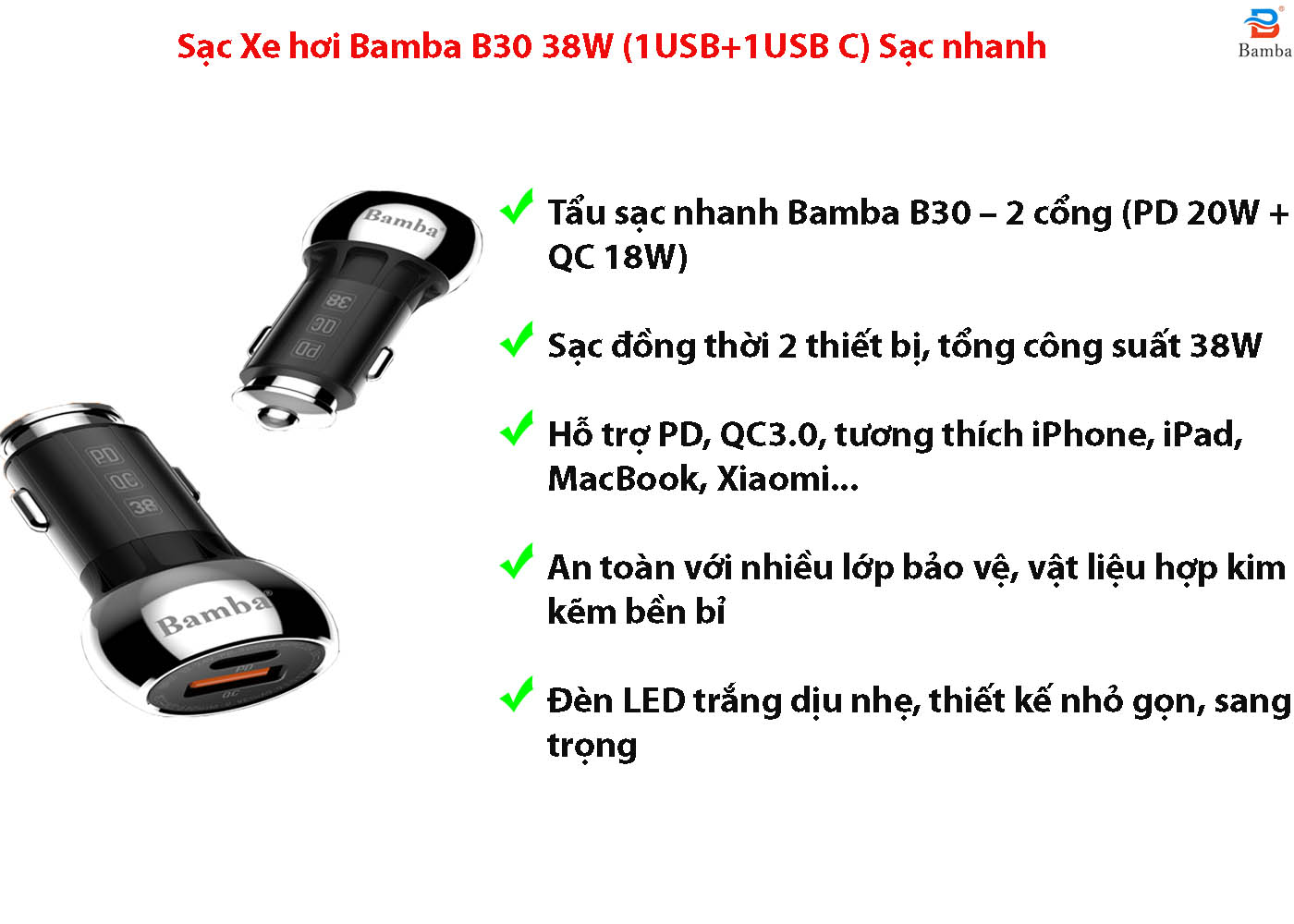 sạc xe hơi b30