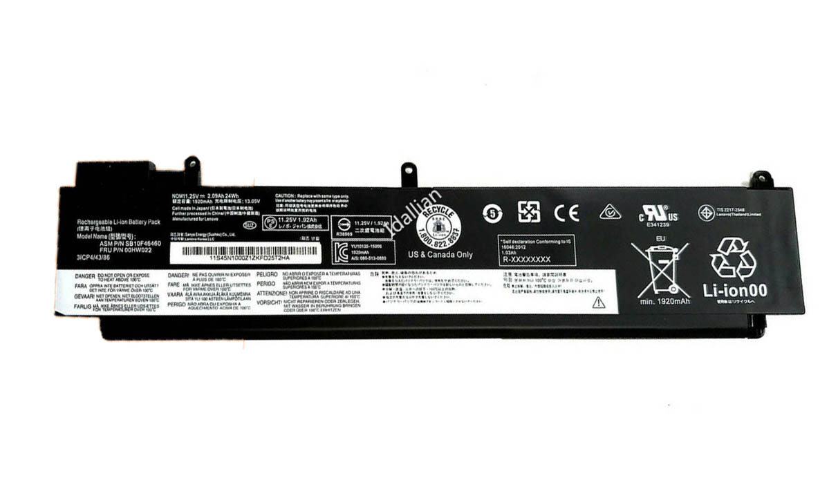 Pin Dùng cho Lenovo T470S (00HW022,00HW023) 24WH