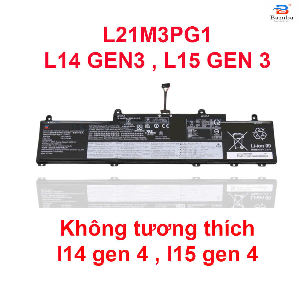 Pin Bamba Dùng cho Lenovo ThinkPad L14 Gen 3,L15 Gen 3  (L21D3P71,L21M3PG1)  42WH