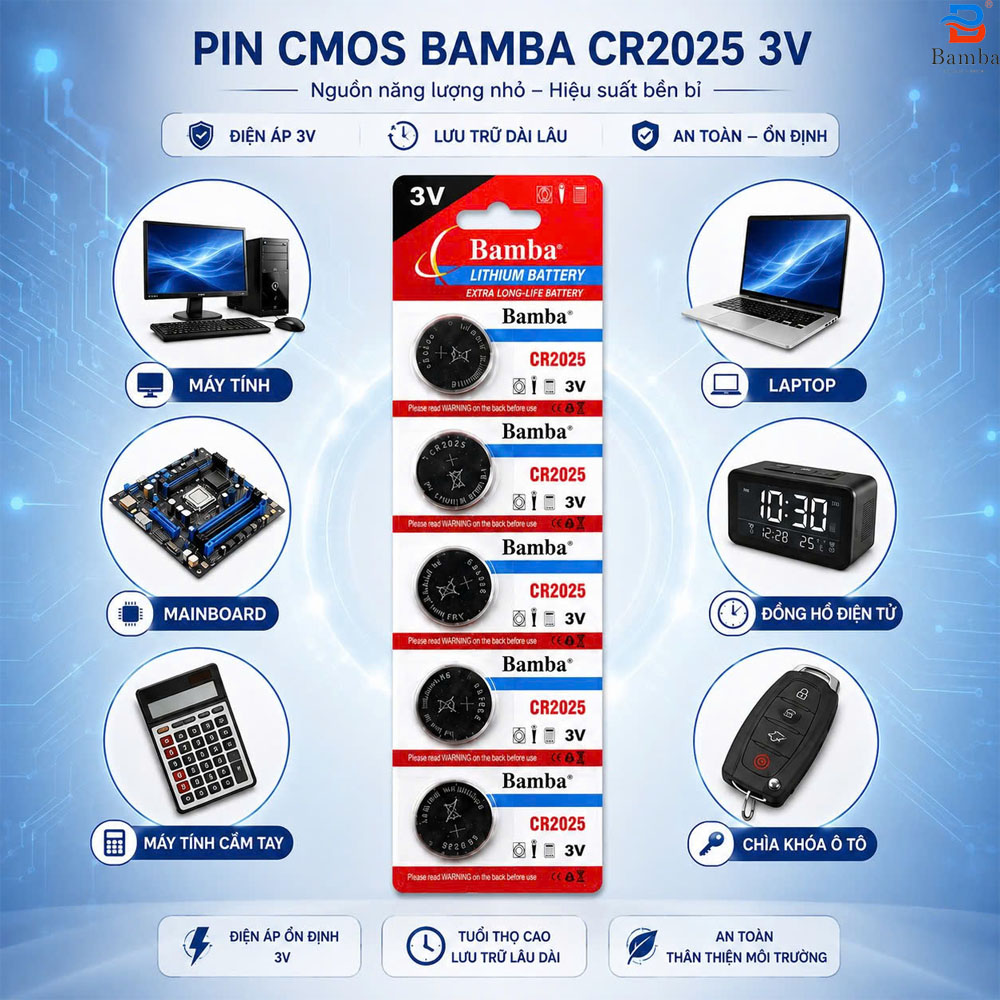 Pin Cmos Cr2025 (1 vĩ 5 viên)